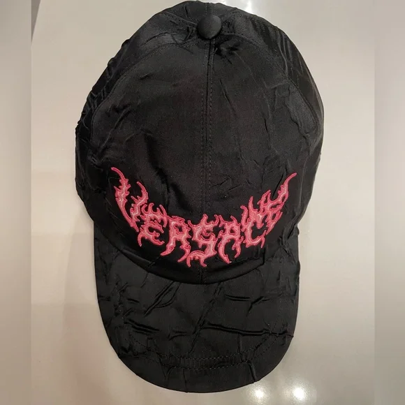 Versace Flame Hat Versace Black Polyester Logo Print Baseball Cap Hat SZ 57 main image 3